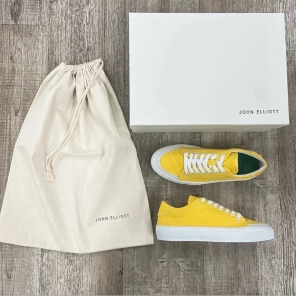 John Elliott Mens/Youth Haze Low Canvas In Canary Italian Made EU 41 US 8 - Picture 2 of 14